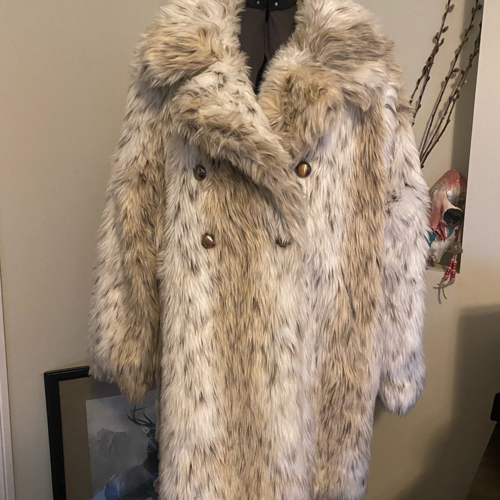 QED London faux fur coat. Size 12